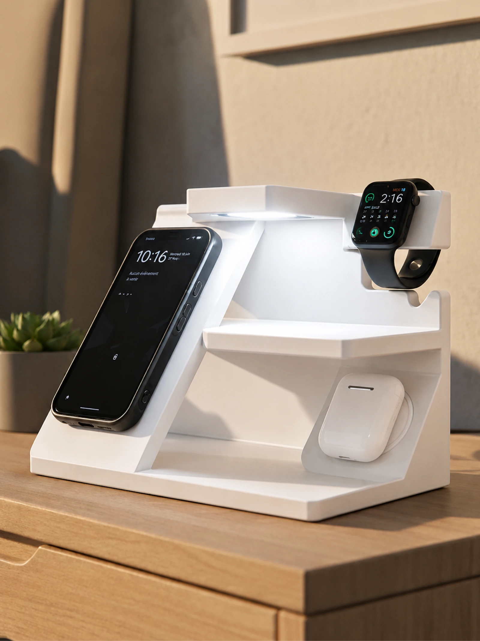 Table de Chevet Lampe & Organisateur | Apple Magsafe